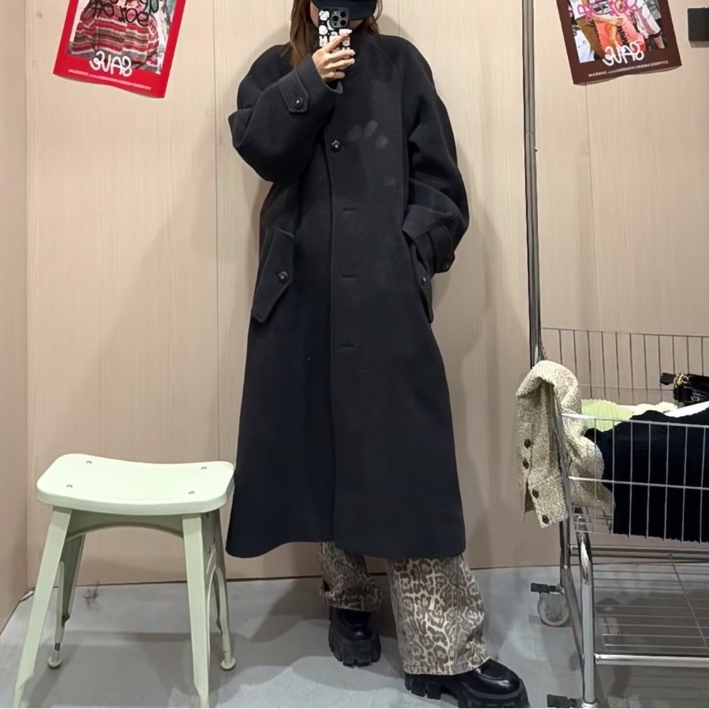 LOW CLASSIC Charcoal WOOL Coat